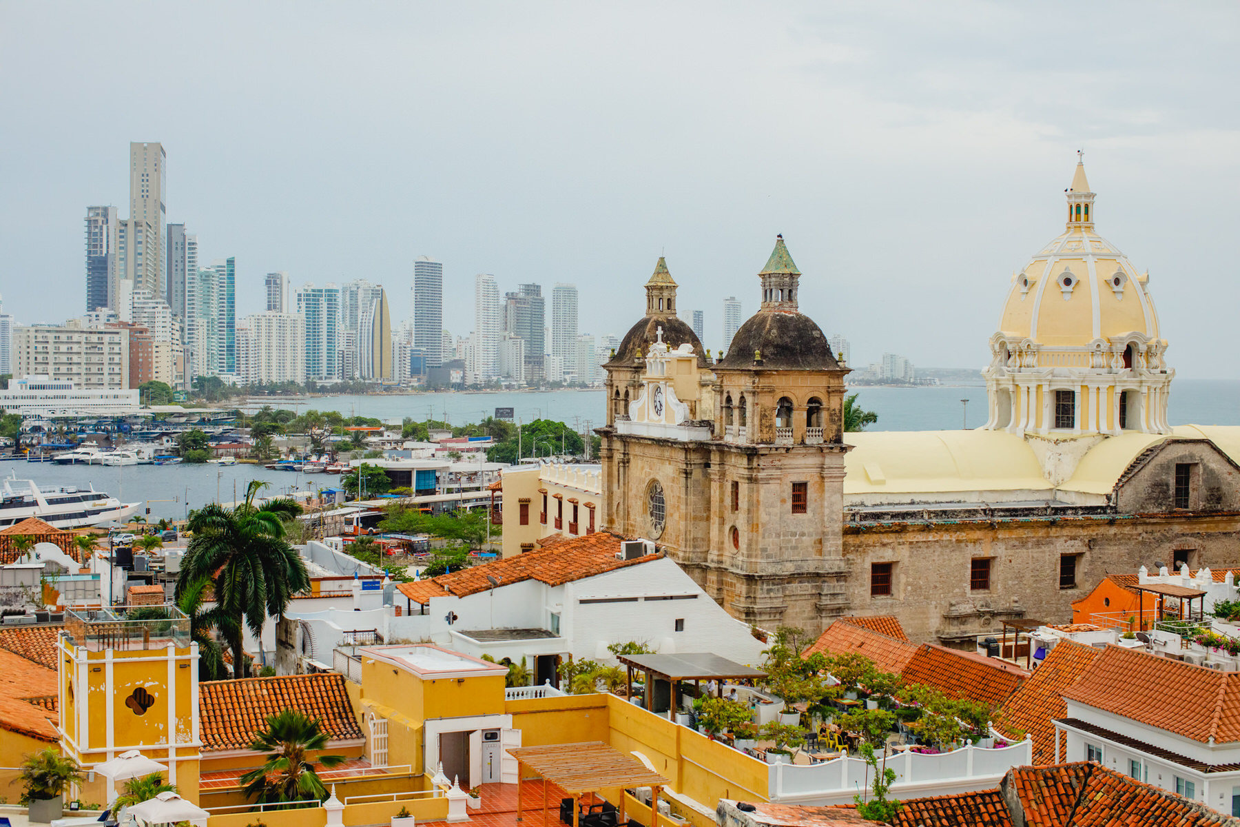 Rooftop view  at Movich Hotel of the historic Cartagena de Indias 