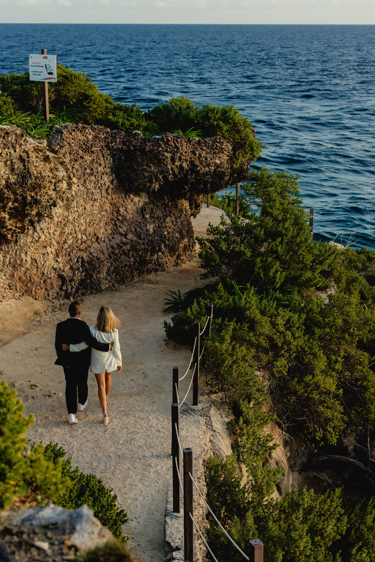 Adventurous engagement photo of the couple exploring Isla Mujeres
